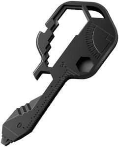 Ruiyuan 24-in-1 Multitool Key Tool Portable Multi Key Shaped Tool Stainless Steel Key Chain Tool Pocket Keychain Hand Tool Outdoor Camping Key Ring with Bottle Opener Box Cutter Mini Wrench (Black)