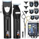 YiLFo Hair Clippers Men, Beard Trimmer Men, Professional Hair Trimmer Set, Cordless Barber Clippers for Men Haircut, Rechargeable Electric Beard Grooming Kit, Zero Gap Shaver, LCD Display, Mens Gifts