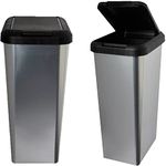 KetoPlastics 45 Liter 45 Litre 45L SILVER IML TOUCH & LIFT RECTANGLE SWING KITCHEN WASTE RUBBISH RECYCLE BIN