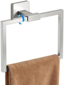 CHJgroup Bathroom Hand Towel Holder, Square 180° Swivel Towel Rings for Bathroom Wall Stainless Steel Heavy Duty, Brushed Nickel