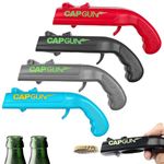 TAIXING 4 Pcs Beer Bottle Opener Cap Gun, Funny Cap Gun Bottle Opener Launcher Shooter, Caps for Cap Gun for Shooting Game Home Bar Party Christmas, Gift for Him Dad Husband