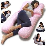 Niimo 4-in-1 Pregnancy Pillow & Nursing Pillow - 100% Cotton Pregnancy Pillow Cover, Washable Maternity Pillow & Feeding Pillow, Full Body Pillow, U Shaped Pillow & J Pillow, Maternity & Body Pillows