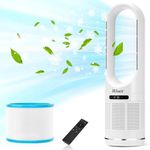 Hiluce Tower Fan,Bladeless Fan for Bedroom,2-in-1 Oscillating Fan 20dB Quiet Cooling Standing Fan with Remote,Touch, LED Display 8 Speeds 9H Timer 32 inch White