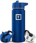 IRON °FLASK Sports Water Bottle - Wide Mouth with 3 Straw Lids - Stainless Steel Gym & Outdoor Bottles for Men, Women & Kids - Double Walled, Insulated Thermos, Metal Canteen - Cobalt, 18 Oz