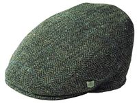 Failsworth Millinery Stornoway Harris Tweed Flat Cap (Latest Version) in Pattern 2012 - Grey, Size: Large (59cm)