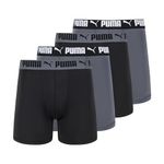 PUMA Men's 4 Pack Active Stretch Boxer Briefs, Black/Grey, Small