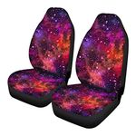 TOADDMOS Purple Red Galaxy Star Print Universal Fit Car Seat Covers,Automotive Interior Accessiores for Protection and Decoration,Front Bucket Seats Cover Set of 2