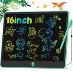 Hockvill LCD Writing Tablet for Kids 16 Inch, Toys for Girls Boys Drawing Pad for 3 4 5 6 7 8 Year Old Kid, Toddler Magnetic Doodle Board Travel Essentials Christmas Birthday Gift for Children (Green)