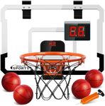 Over The Door Basketball Hoop with Electronic Scoreboard - Mini Basketball Hoop for Kids and Adults, Wall Mount Basketball Hoop Office Mini Hoop