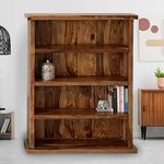 Handwoody Book Shelf for Home Library Bookcase Wooden | Bookshelf for Home Library | Book Shelves Open Bookcase Books Rack | Display Unit Book Stand for Office & Home Honey Finish