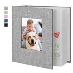 Yopih Photo Album 4x6 100 Pockets Photo Albums with Linen Cover Picture Albums for Family, Wedding, Baby, Photo Book Holds Vertical Pictures Grey