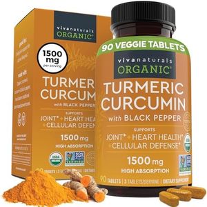 Organic Turmeric Supplement 1500 mg - Turmeric Pills for Joint Support and Cellular Defense - Turmeric Curcumin with Black Pepper for Increased Absorption - High Potency Turmeric Curcumin Supplement