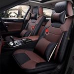 KVD AUTOZONE Heavy Nappa Leather Luxury Car Seat Cover Compatible with Honda Amaze Black + Coffee Free Pillows and Neckrest Set (5 Year Warranty) - D138/5