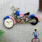 Medieval Arts Stylish Iron Bike Wall Mount Clock For Home Decoration (Blue With Pink) - Analog, 73.7 Cm, 48.3 Cm