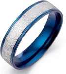 Gemini Custom Engrave Two Tone Blue Silver Wedding Anniversary Promise Titanium Ring Valentine Day Gift SzN1/2