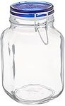 Bormioli Rocco Fido Square Jar with Blue Lid, 72-Ounce