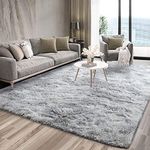 Calore Area Rugs Carpet for Living Room, Bedroom Area Rug Fluffy Shaggy Soft Modern Rugs for Kids Room Play Mat Nursery Rug (Grey White, 6.5'×6.5' (200×200 cm))