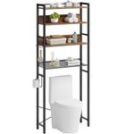 Rolanstar Bathroom Space Saver, 4-Tier Over The Toilet Storage Rack, Wooden Freestanding Bathroom Organizer, Multifunctional Bathroom Toilet Rack, Rustic Brown