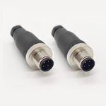 2Pcs M12 4 Pin Male Connector, 12mm A Code Industrial Circular Connector Unshiled Field Assembly Wireable Sensor IP67 250V 4A AC/DC Straight Type Adapter for PG7 (Male)