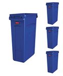 Rubbermaid Commercial Products 1956185 Slim Jim Trash/Garbage Can with Venting Channels, 23 Gallon, Blue (Pack of 4)