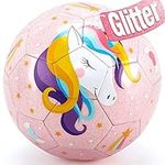 hahaland Kids Soccer Ball Size 3 - with Hand Pump & Mesh Bag - Glitter Unicorn Toddler Soccer Balls for Kids 4-6 for Age 3+