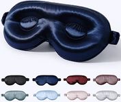 ZIMASILK Adjustable Silk Contour Sleep Mask, 100% 22 Momme Mulberry Silk Eye Mask, Designed for Long Lashes and Eyelash Extensions, Comfortable Eye Sleeping Mask with Pure Silk Filler (Navy Blue)