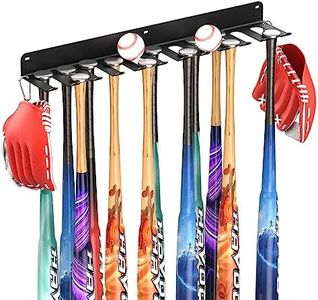 QBA Wall Mount Baseball Bat Holder, 12 Prongs Heavy Duty Steel Bat Rack Holds 22 Bats, Baseball Softball Bats Organizer on Dugout Fence Home Garage