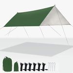 Pezlun Hammock Rain Fly, Tent Tarp, UV Prevention, PU1000MM Waterproof, Suitable for Backpack Travel, Outdoor Camping（Green-F）