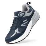 FitVille Mens Extra Wide Fit Trainers Walking Shoes with Arch Support High Rebound Comfortable Running Sneakers for Flat Feet Plantar Fasciitis Wide 12 UK Navy Blue/Dove Grey