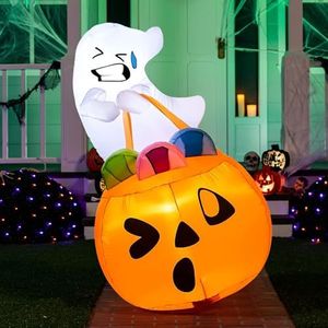 Joiedomi - Bolsa inflable para Halloween (5 pies de altura, inflable, con luces LED, inflables, para fiestas de Halloween, interiores, patio, jardín, decoración de césped