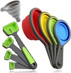 Measuring Cups and Spoons set, Silicone Collapsible Measuring Cups, 8 piece Measuring Tool Engraved Metric/US Markings for Liquid & Dry Measuring, Space Saving, BPA Free, Colorful