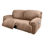 GCCSSBXF Recliner Sofa Covers 75-100 Extra Wide - Set of 6 Velvet Stretch Reclining Sofa Covers with Side Pockets - 2 Seat Sofa Covers