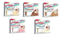 Sonic Pudding Variety Pack of 5, One Box of Each Vanilla Shake, Strawberry Shake, Chocolate Shake, Banana Shake, and Root Beer Float