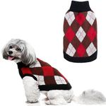 Plaid Dog Jumper Diamond Sweater Winter Warm Clothes Christmas Coat Turtleneck Knitwear Sweater Pet Holiday Wedding Festive Outfit for Small Medium Dogs