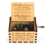 Hand Crank Music Box Engraved Vintage Musical Box-U R My Sunshine Antique Wood Gift to My GrandDaughter from Grandma for birthday Christmas Thanksgiving