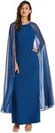 R&M Richards Women's Cape Sheath Evening Gown- Mother of The Bride Gown, Missy & Plus (Peacock, 6)