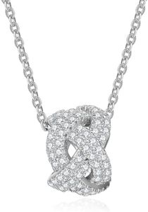 SUNFEEL Diamond Necklaces for Women, 925 Sterling Silver Cubic Zirconia Necklace Halo Pendant Valentines Day Jewelry for Her, Sterling Silver, Cubic Zirconia