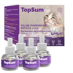 TopSum Cat Pheromone Diffuser: Cat Calming Diffuser for Spraying, Scratching, Excessive Meowing & Multi-Cat Homes, Ideal for Cats Alone at Home - VHP Registered NN.Z4H1 (4 Refills)