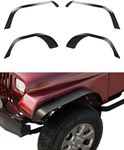 KYBOLT 4 PCS Flat Front & Rear Fender Flares Fits For 1987-1995 Jeep Wrangler YJ, Off-Road Metal Steel Wheel Liner, Textured black