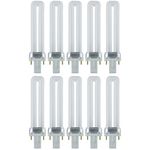 Sunlite 2-Pin Fluorescent 7W 4100K Cool White U Shaped PL CFL Twin Tube Plugin Bulbs with G23 Base (10 Pack)