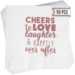 Cheers To Love Laughter Wedding Cocktail Napkins - 50 Pcs Wedding Napkins Reception - 3 Ply Bridal Shower Napkins, Rehearsal Dinner Napkins, Engagement Napkins for Engagement Party Decorations - Rose