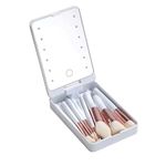 Generic BEAUTIMAX Makeup Brush Set with Mirror Case 14PCS Travel LED Mirror Makeup Brush Set (Type C Cable not Included) (WHITE)