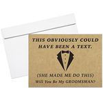 Teling 8 Pieces Groomsmen Proposal Cards 7 Pieces Will You Be My Groomsman Funny Cards and 1 Piece Will You Be My Best Man Card for Wedding Supplies(Khaki Background)