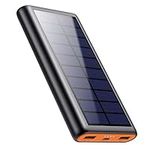 Solar Charger,26800mAh Solar Battery Power Bank Portable Panel Charger with LEDs and 2 USB Output Ports External Battery Pack for Camping Outdoor for Smartphone, Tablet and Android Cellphone