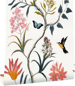 myforHD Floral Wallpaper Peel and Stick Flower Bird Butterfly Self Adhesive Wall Paper Furniture Sticker Paper Removable Waterproof Contact Paper Furniture Film PVC Vinyl Wall Sticker