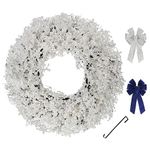 Huadanbor Wreath, Spring Wreaths, Artificial 24 inch White Berry Wreaths for Front Door, Used for Spring, Summer Home Decor,Farmhouse or Room Indoors,Outdoors, corridors, Offices (White)