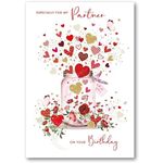 Nigel Quiney Female Partner Birthday Card for Women - Jar of Love Hearts with Foil Details - Eco-Friendly and Recyclable