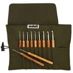 addi Wrap Olive Wood Crochet Hook Set with Case, 11 Hooks