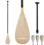SUP Paddleboard Paddle with Carbon Fiber Shaft and Enhanced PP Blade, Adjustable Stand Up Paddle Board Paddle, 66-82" (170-210 cm), Bamboo Pattern