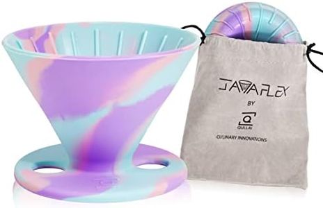 Qullai The Original JavaFlex Premium Foldable Silicone Pour Over Coffee Maker and Storage Pouch. Uses #2 V60 Cone Coffee Filters